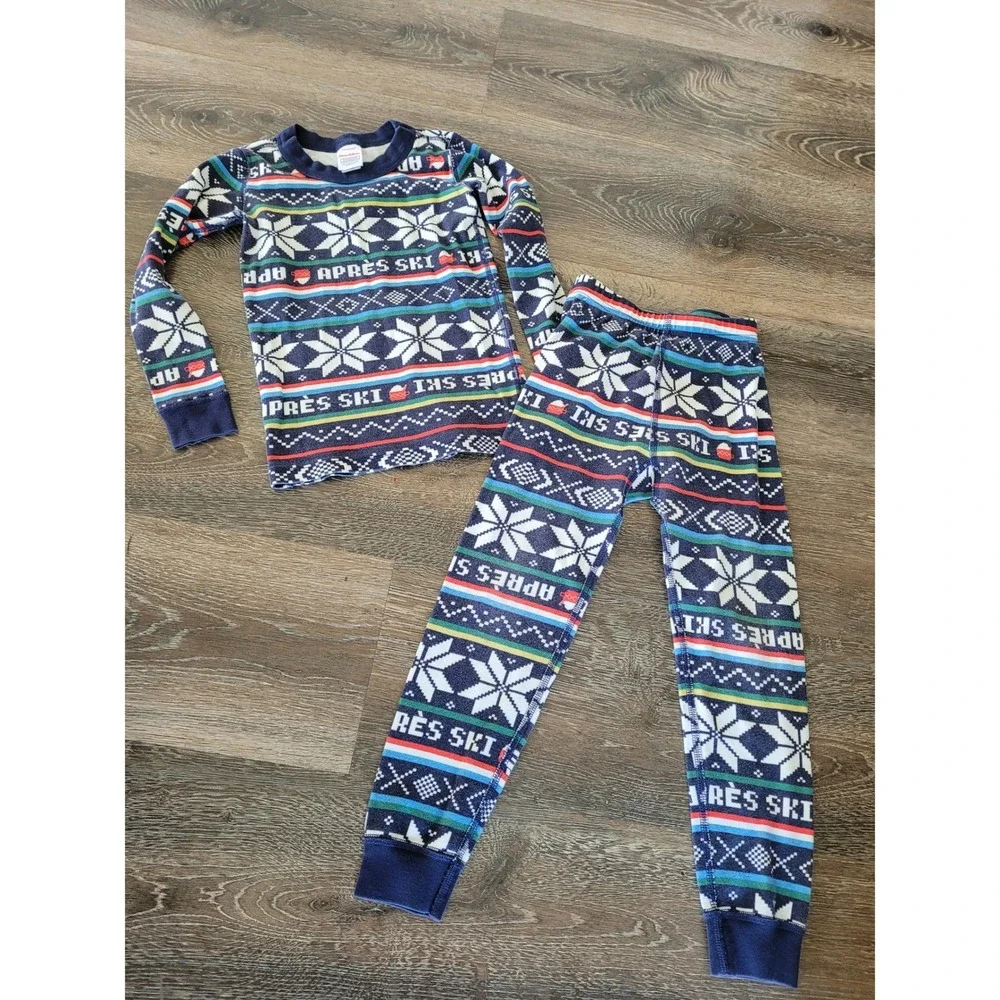 Hanna Andersson Kids US 5 Apres Ski Fair Isle Pajamas Blue Organic‎ Cotton #9